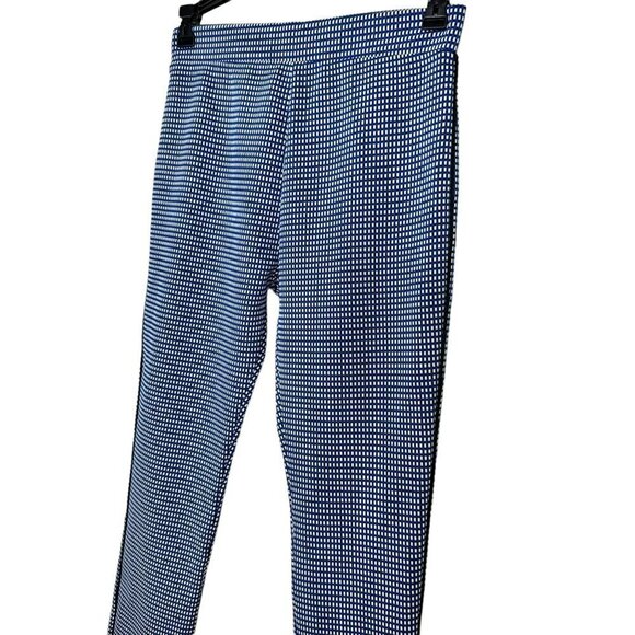 ZARA Jacquard Blue White Jacquard Leggings Zip Hem Size Small - Picture 6 of 14